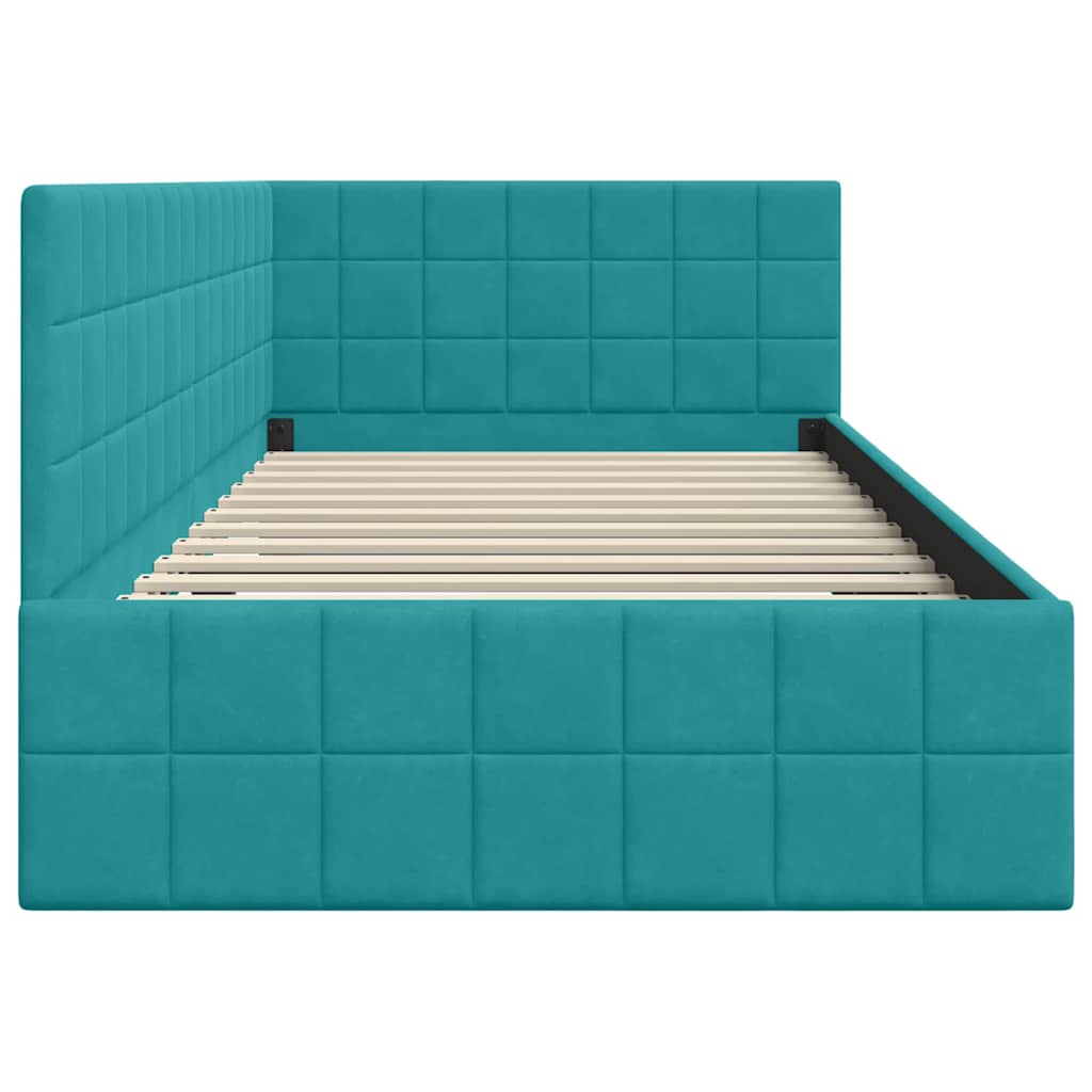 Kutni okvir kreveta Tirkizna 100 cm x 200 cm Baršun