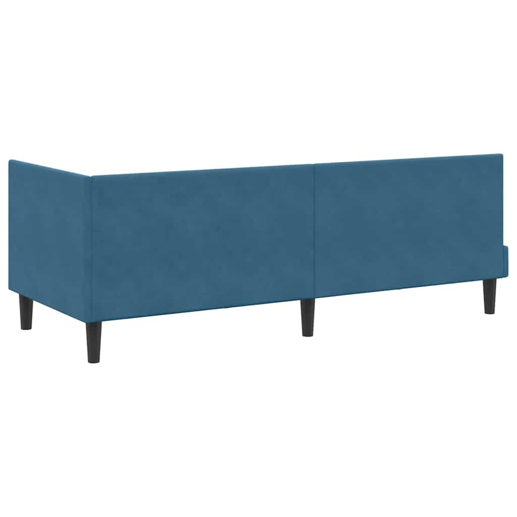 Kutni okvir kreveta s uzglavljem Plava 80 cm x 200 cm Baršun