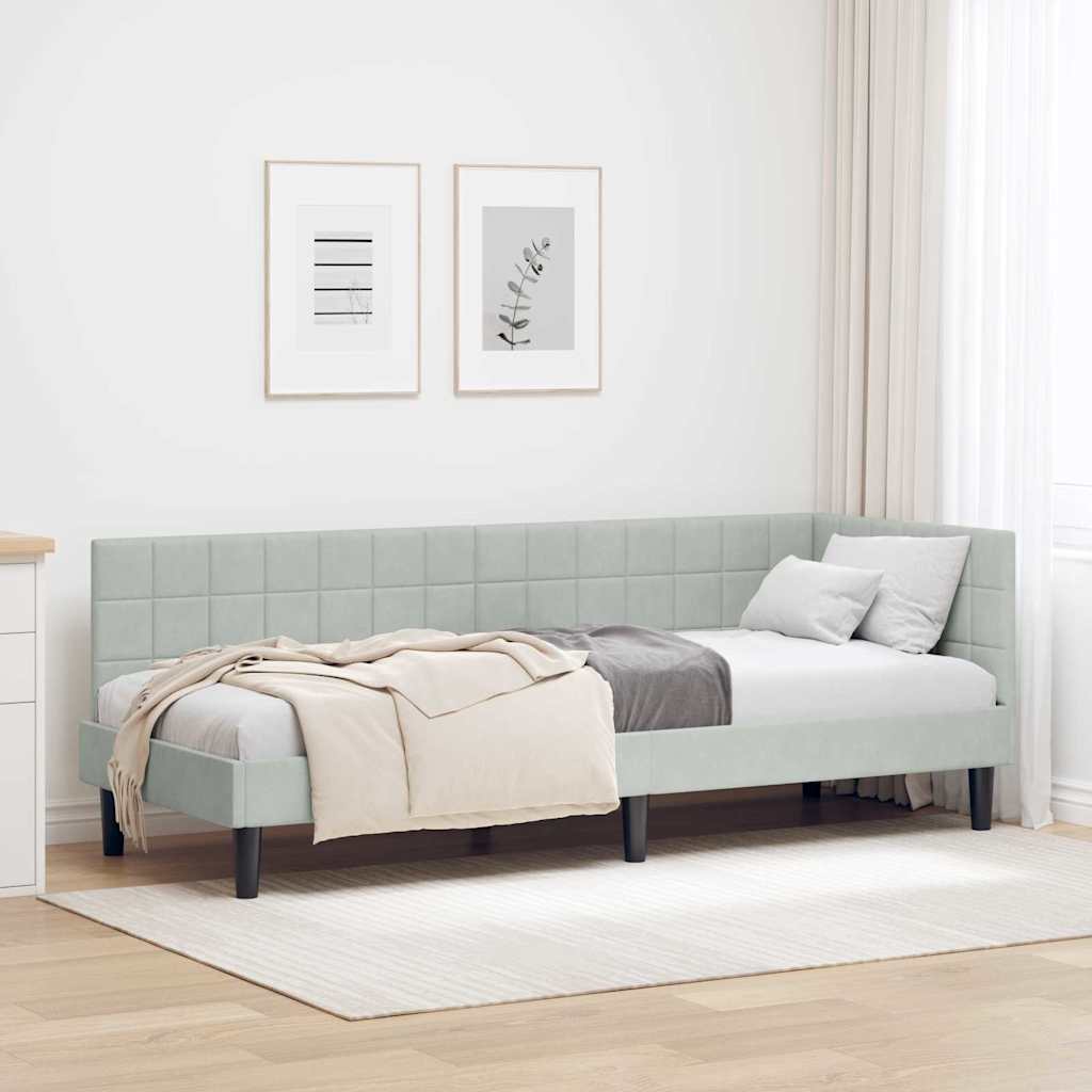 Kutni okvir kreveta Svijetlo siva 80 cm x 200 cm Baršun