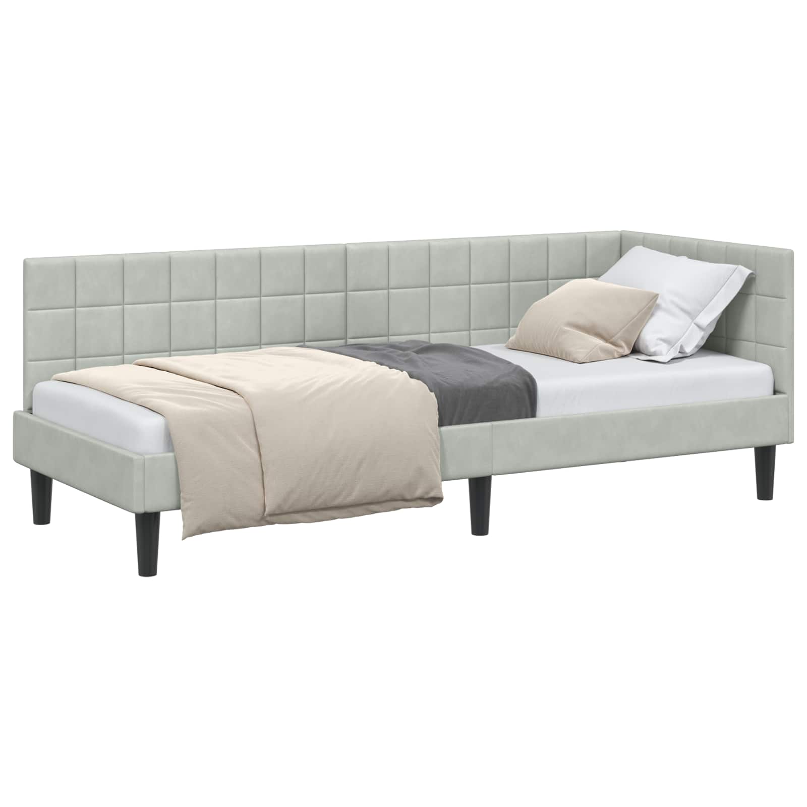 Kutni okvir kreveta Svijetlo siva 80 cm x 200 cm Baršun
