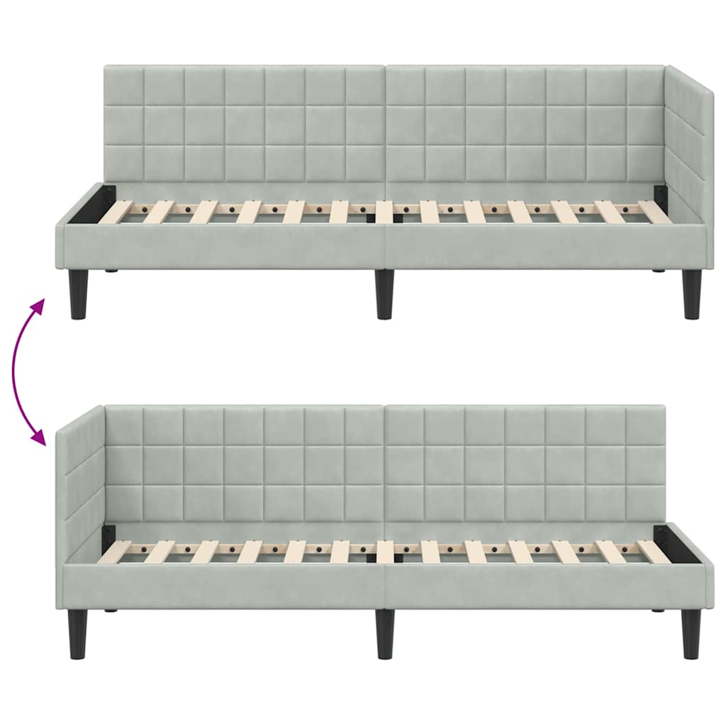 Kutni okvir kreveta Svijetlo siva 80 cm x 200 cm Baršun