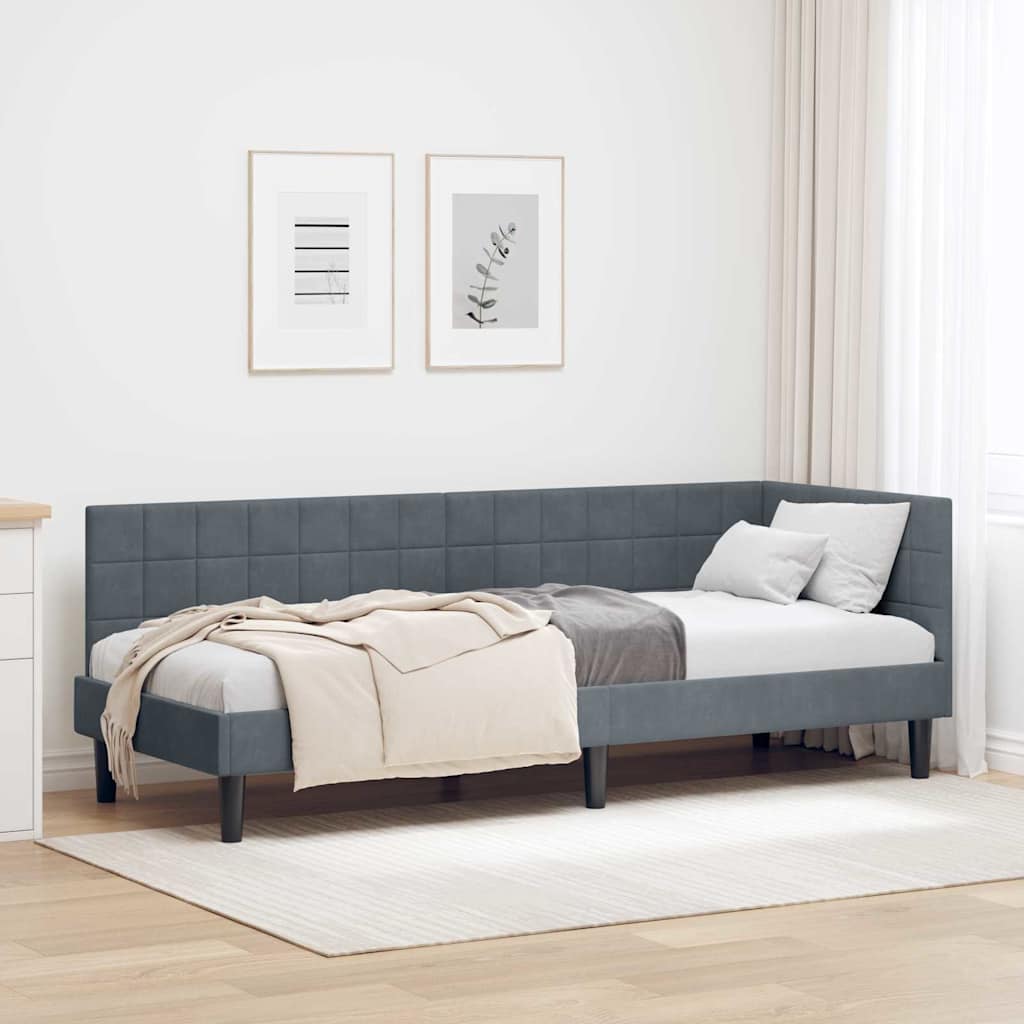 Kutni okvir kreveta Tamno siva 80 cm x 200 cm Baršun