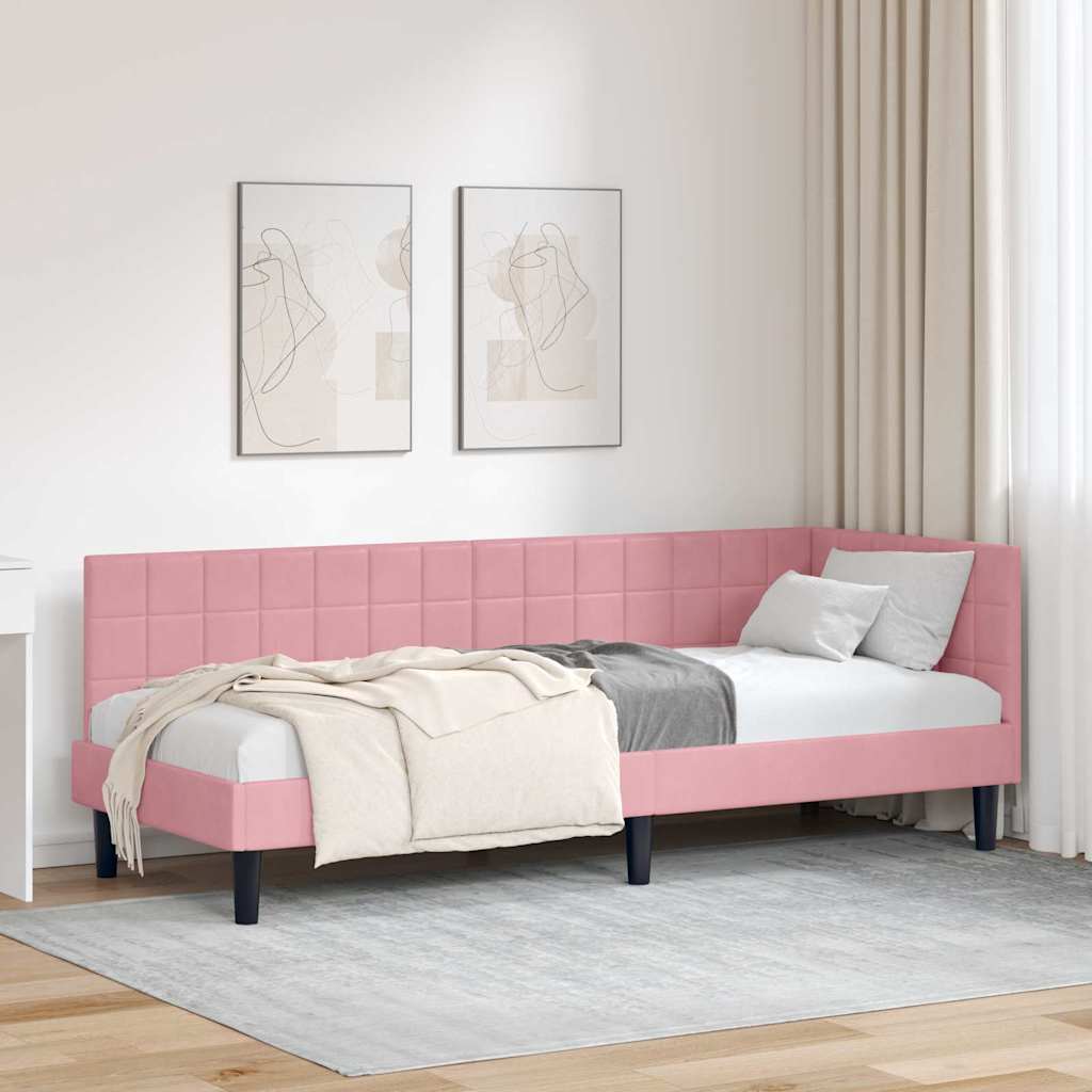 Kutni okvir kreveta Ružičasta 80 cm x 200 cm Baršun