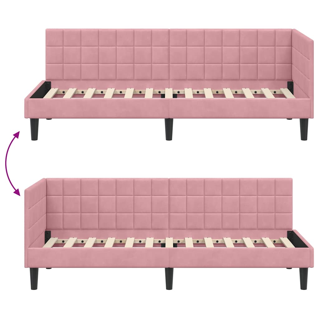 Kutni okvir kreveta Ružičasta 80 cm x 200 cm Baršun