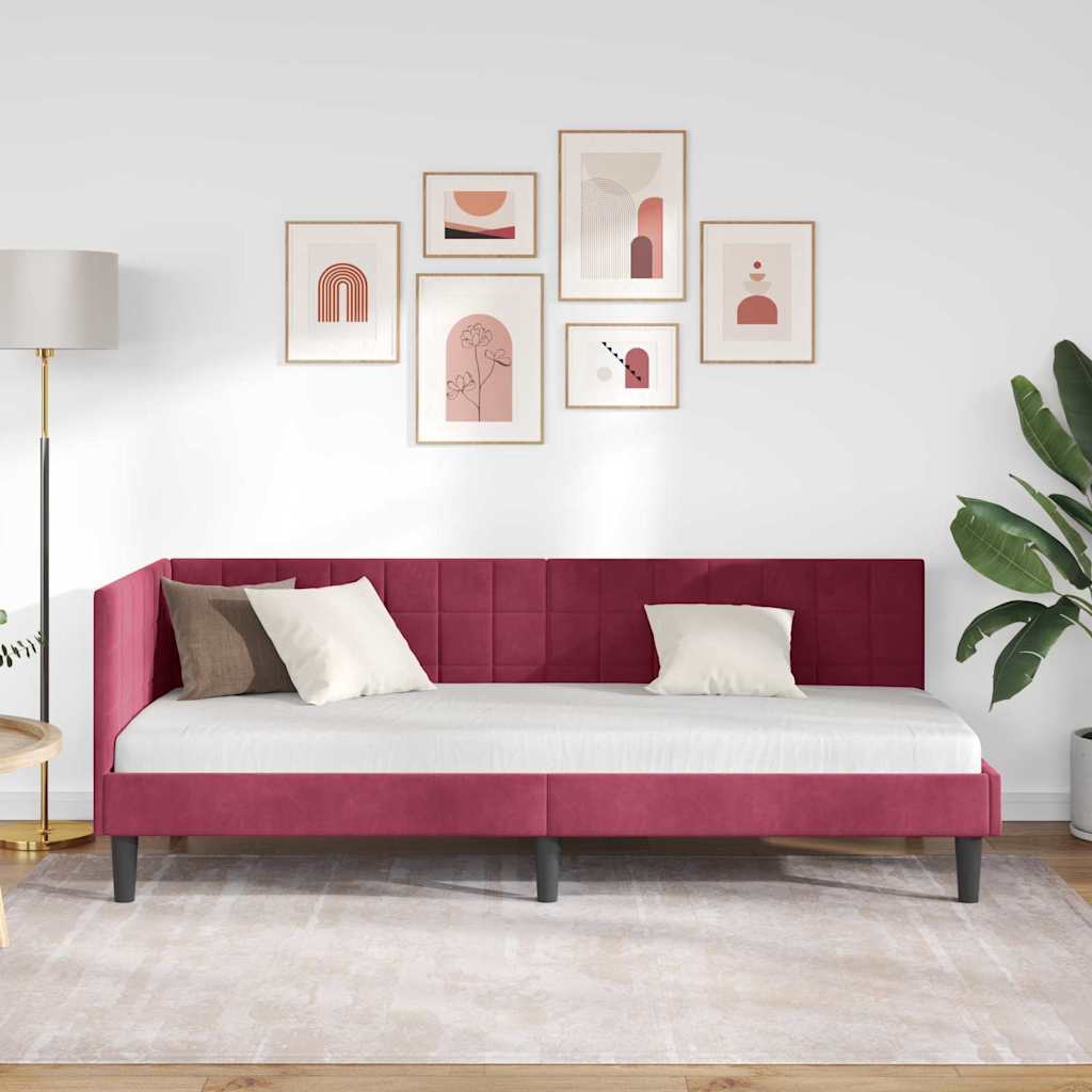 Kutni okvir kreveta Vinska crvena 80 cm x 200 cm Baršun