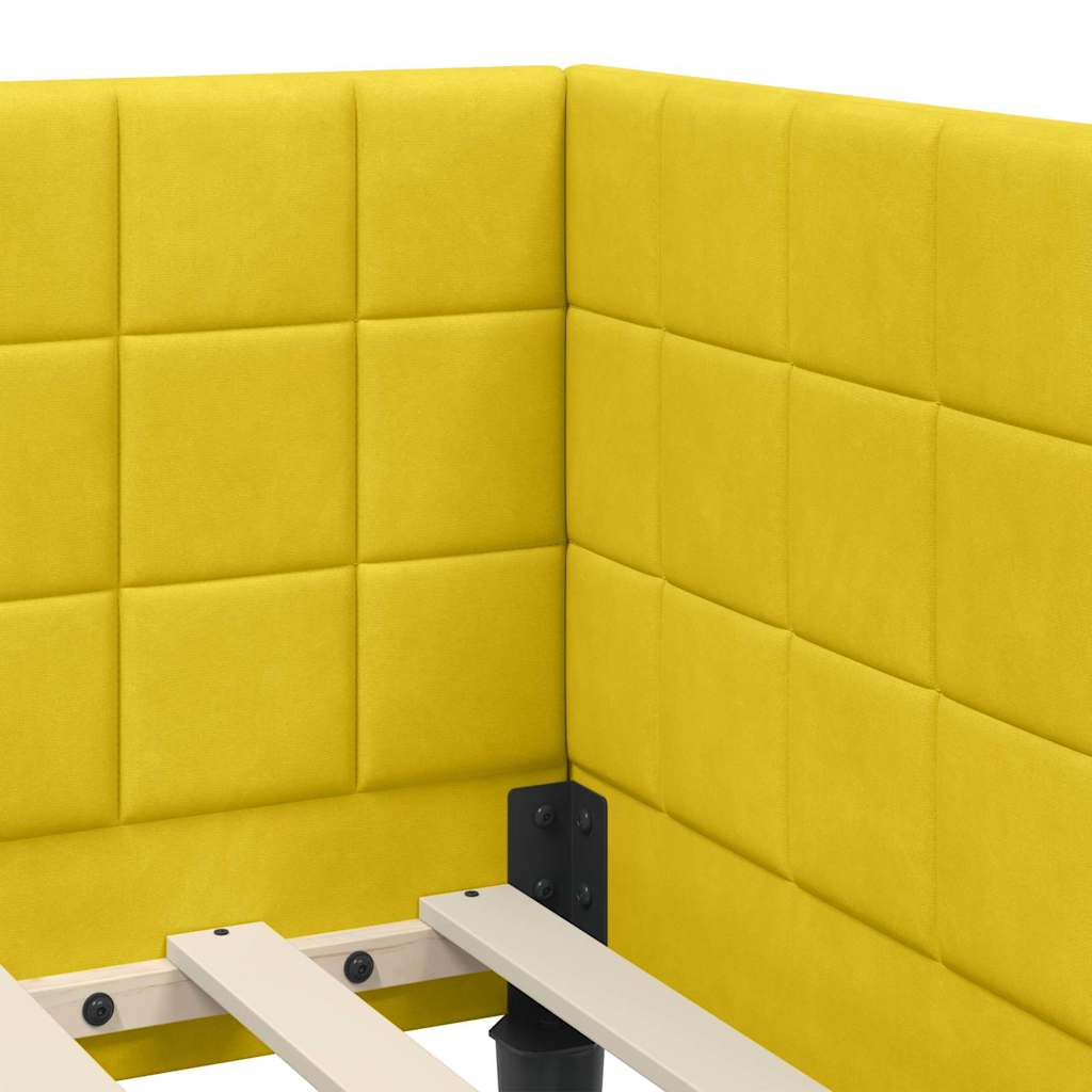 Kutni okvir kreveta s uzglavljem Žuta 80 cm x 200 cm Baršun