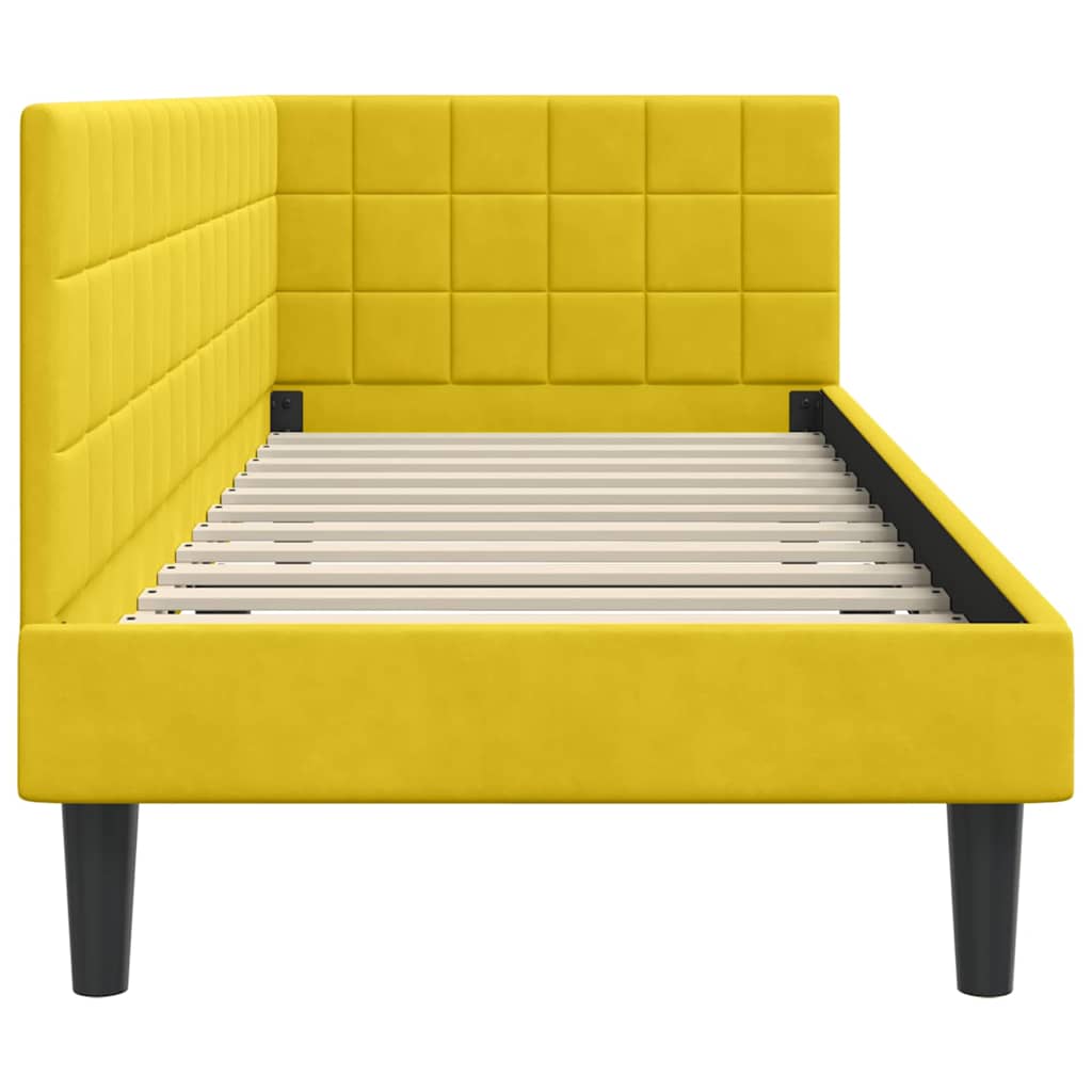 Kutni okvir kreveta s uzglavljem Žuta 80 cm x 200 cm Baršun