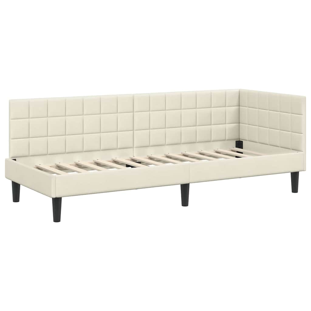 Kutni okvir kreveta s uzglavljem Krema 80 cm x 200 cm Baršun