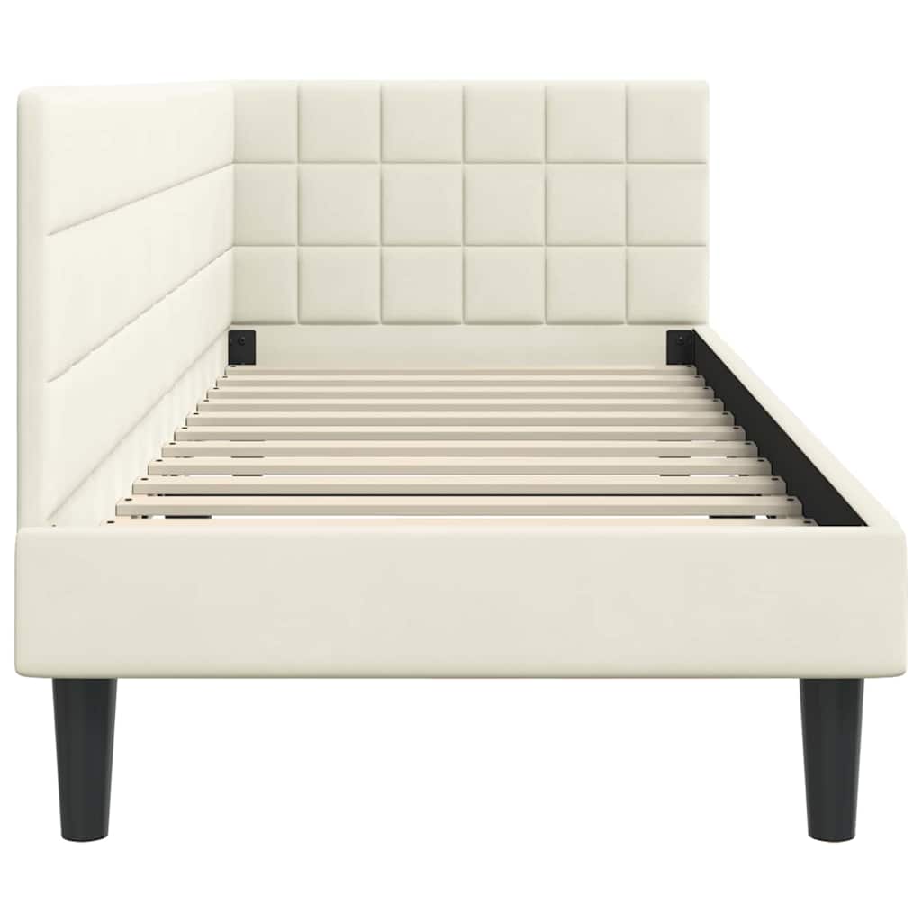 Kutni okvir kreveta s uzglavljem Krema 80 cm x 200 cm Baršun