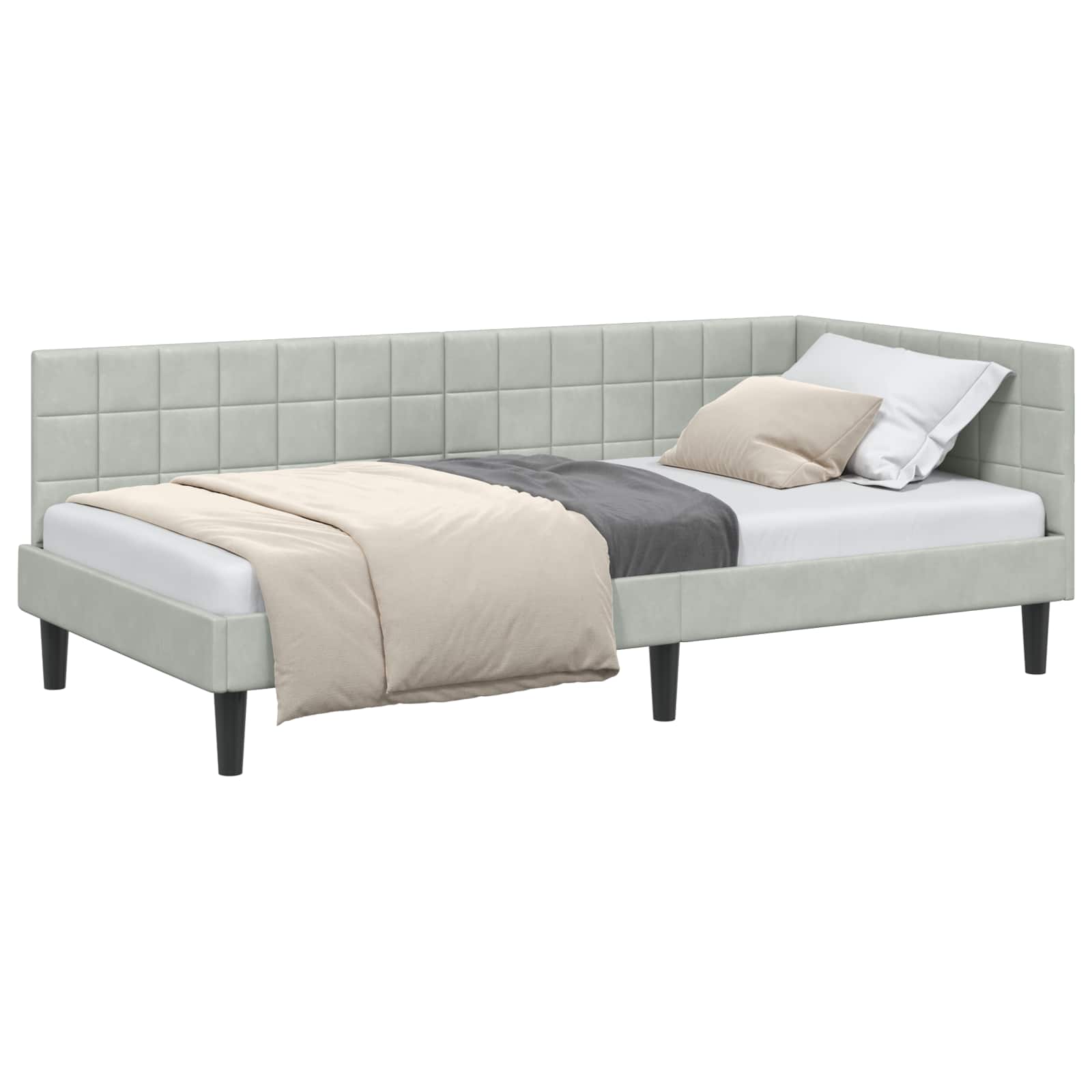Kutni okvir kreveta Svijetlo siva 90 cm x 190 cm Baršun