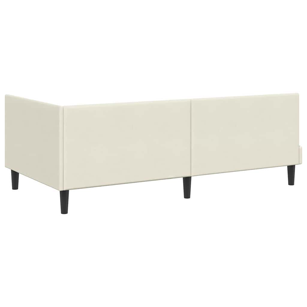 Kutni okvir kreveta s uzglavljem Krema 90 cm x 190 cm Baršun