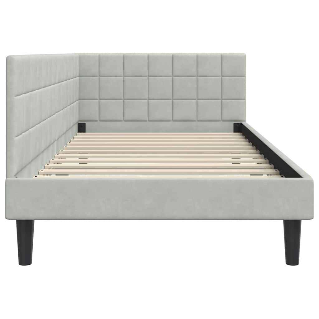 Kutni okvir kreveta Svijetlo siva 90 cm x 200 cm Baršun