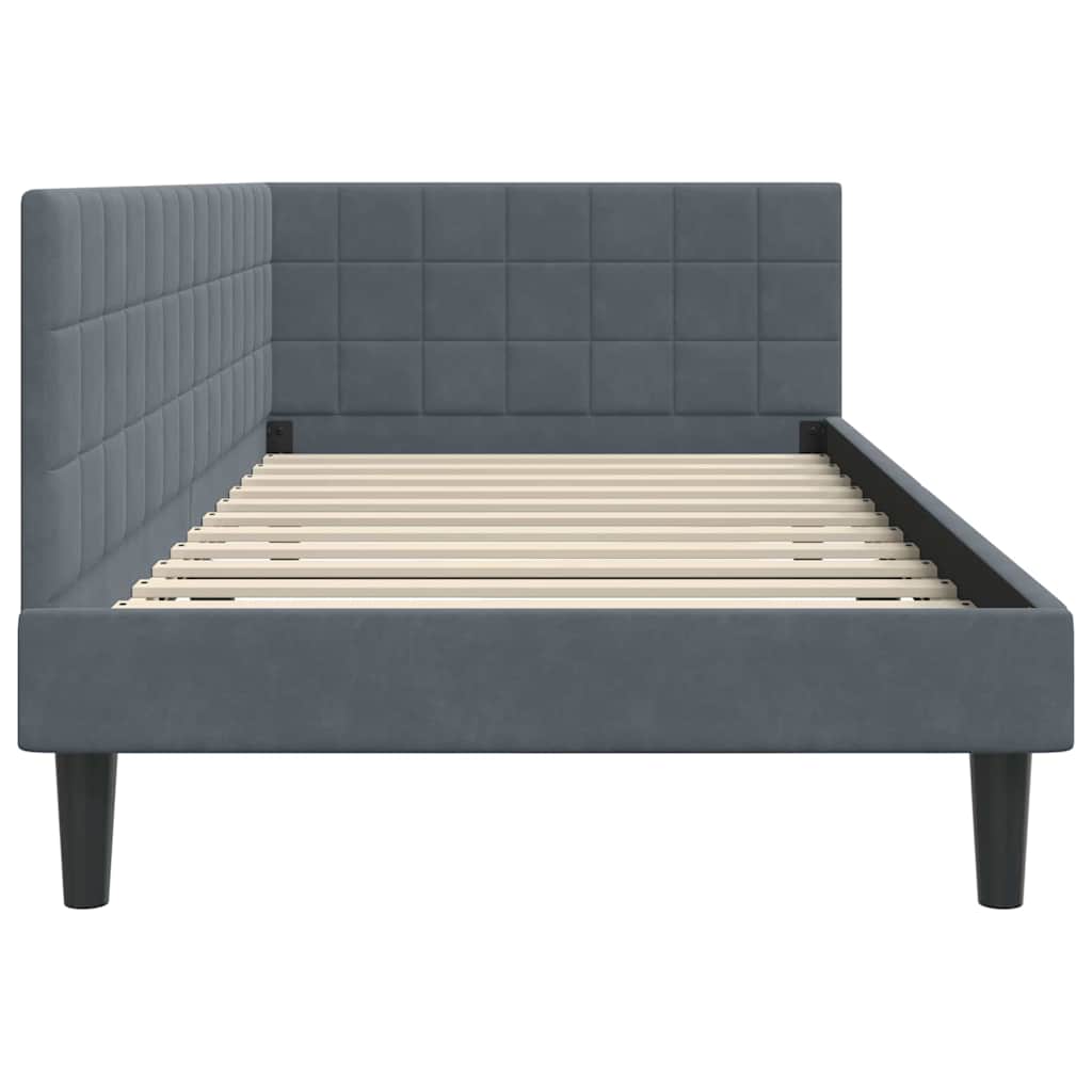 Kutni okvir kreveta Tamno siva 90 cm x 200 cm Baršun