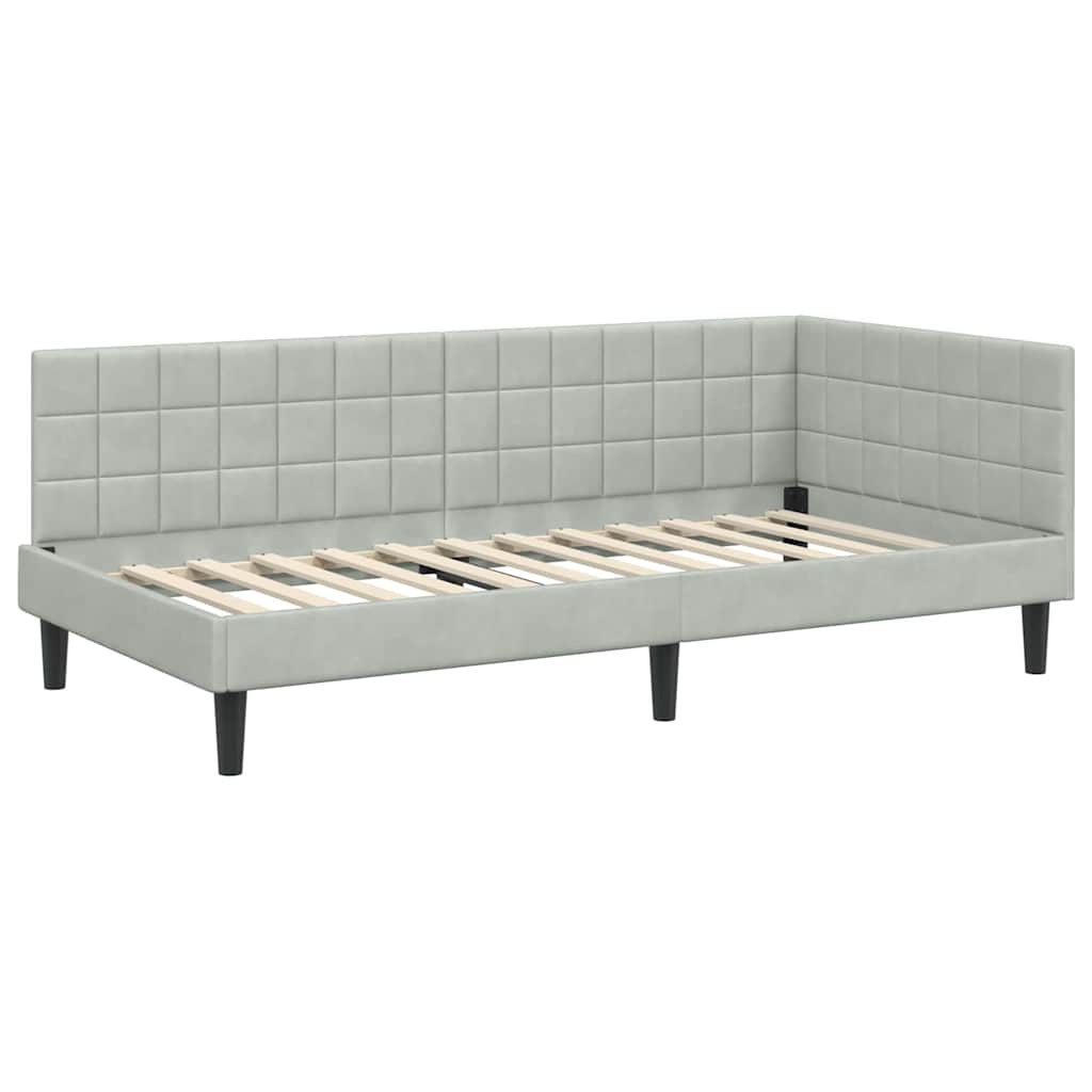Kutni okvir kreveta Svijetlo siva 100 cm x 200 cm Baršun