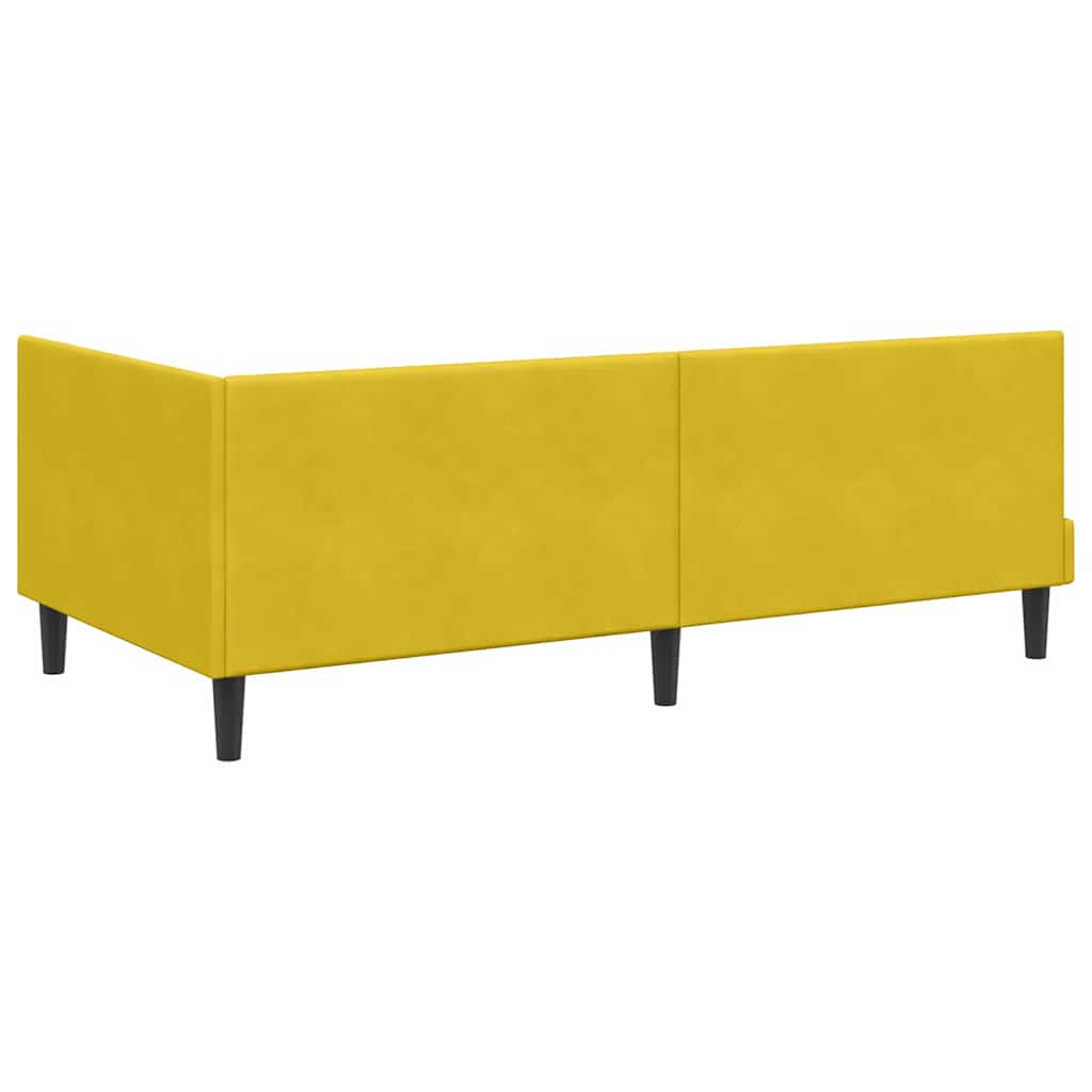 Kutni okvir kreveta s uzglavljem Žuta 100 cm x 200 cm Baršun