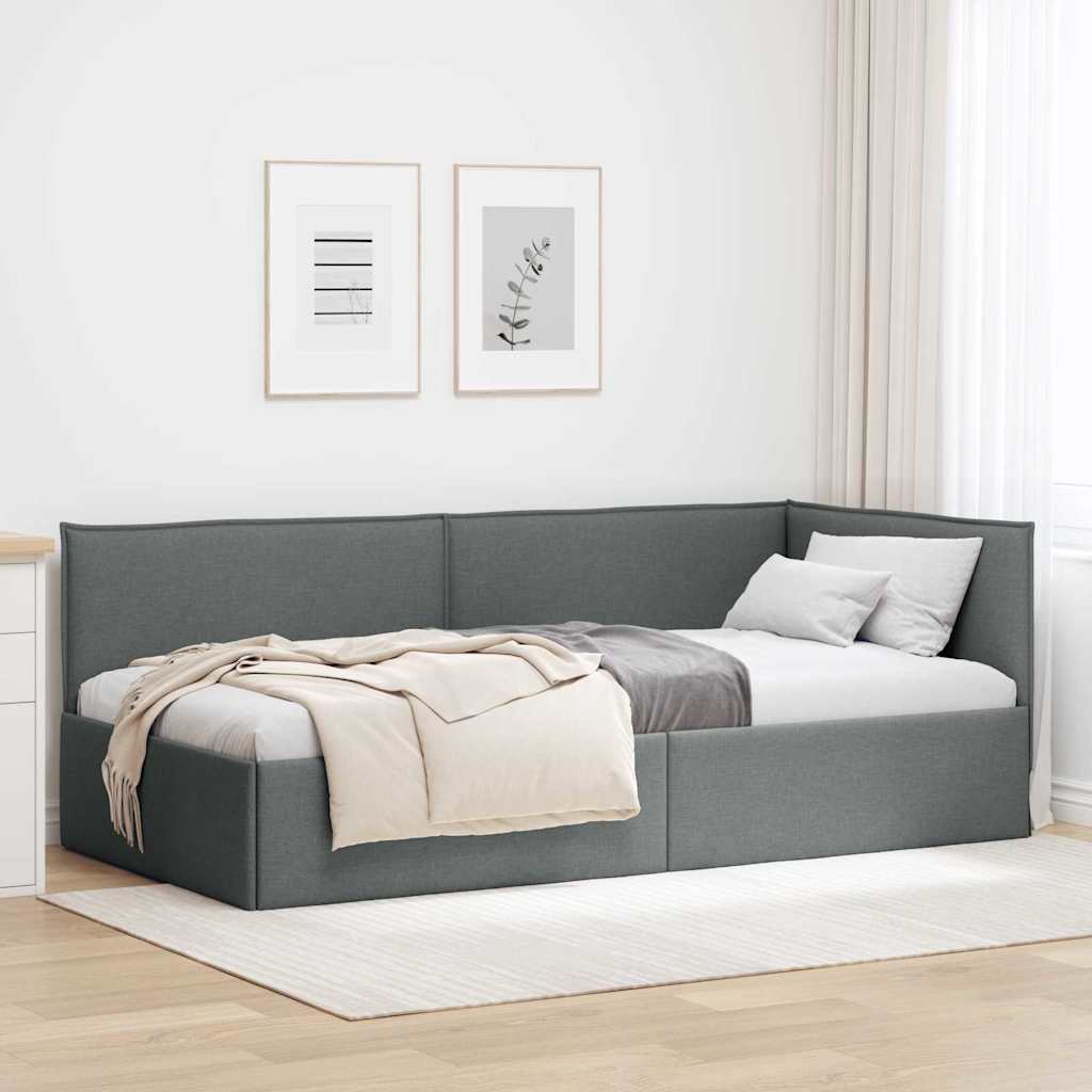Kutni okvir kreveta s uzglavljem Tamno siva 80 x 200 cm tkanina