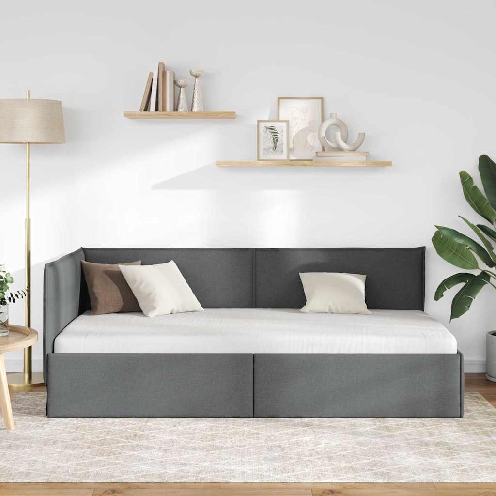 Kutni okvir kreveta s uzglavljem Tamno siva 80 x 200 cm tkanina