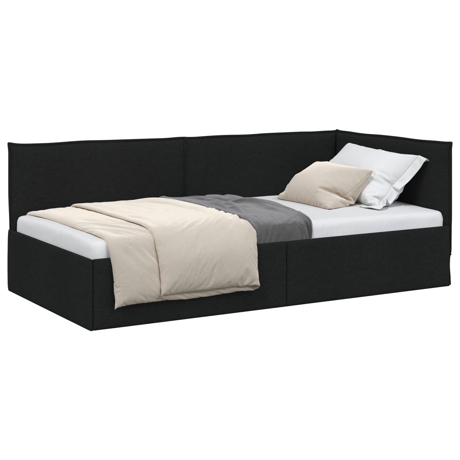 Kutni okvir kreveta s uzglavljem Crna 80 x 200 cm tkanina