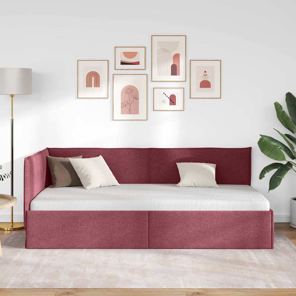 Kutni okvir kreveta Vinska crvena 80 x 200 cm tkanina