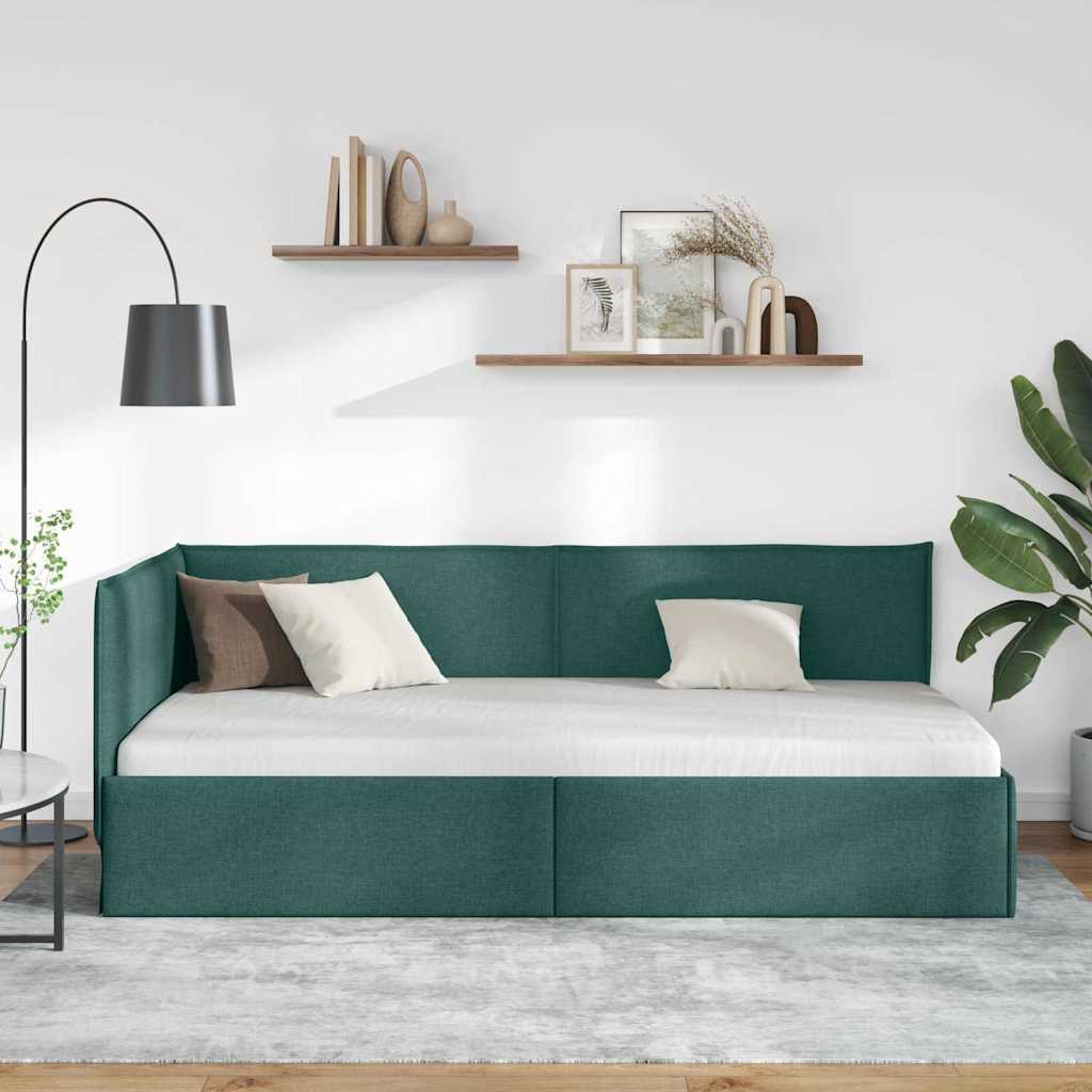 Kutni okvir kreveta Tamnozelena 80 x 200 cm tkanina