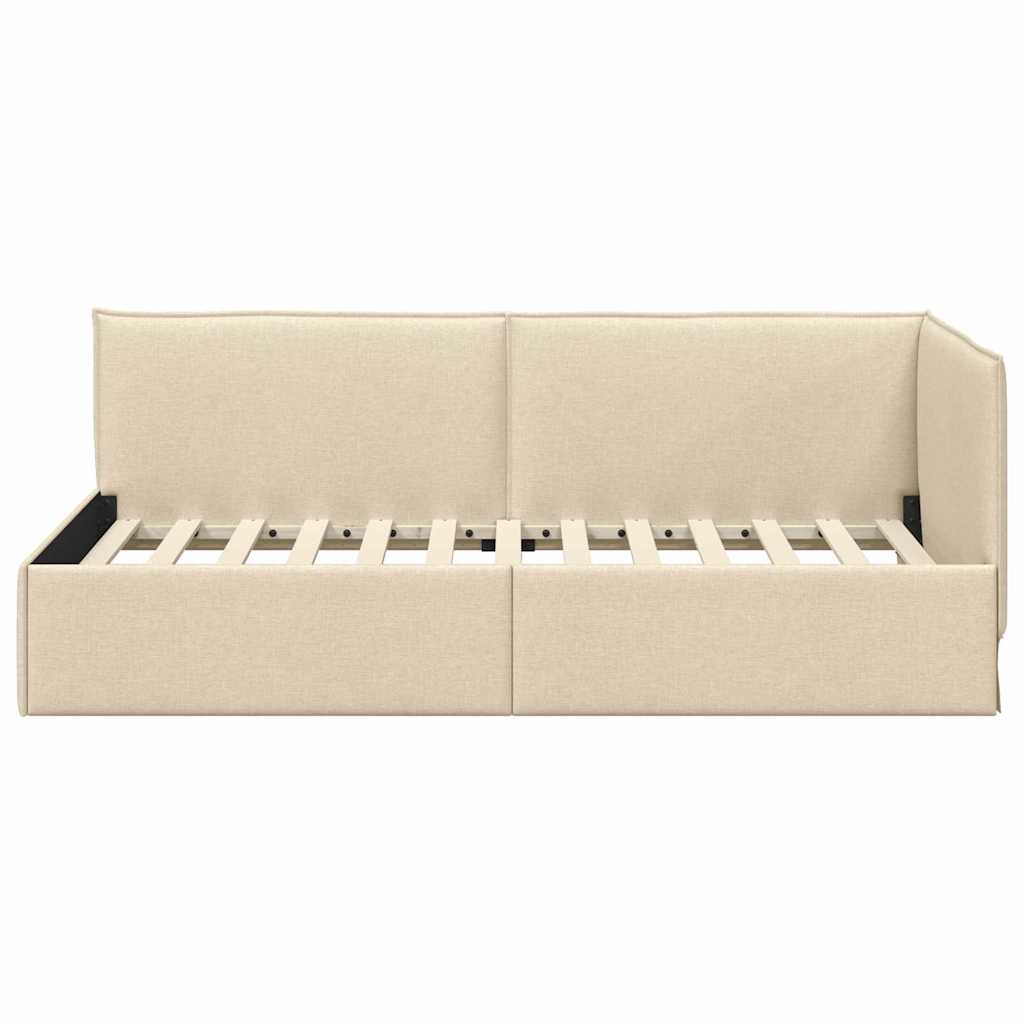 Kutni okvir kreveta s uzglavljem Krema 80 x 200 cm tkanina