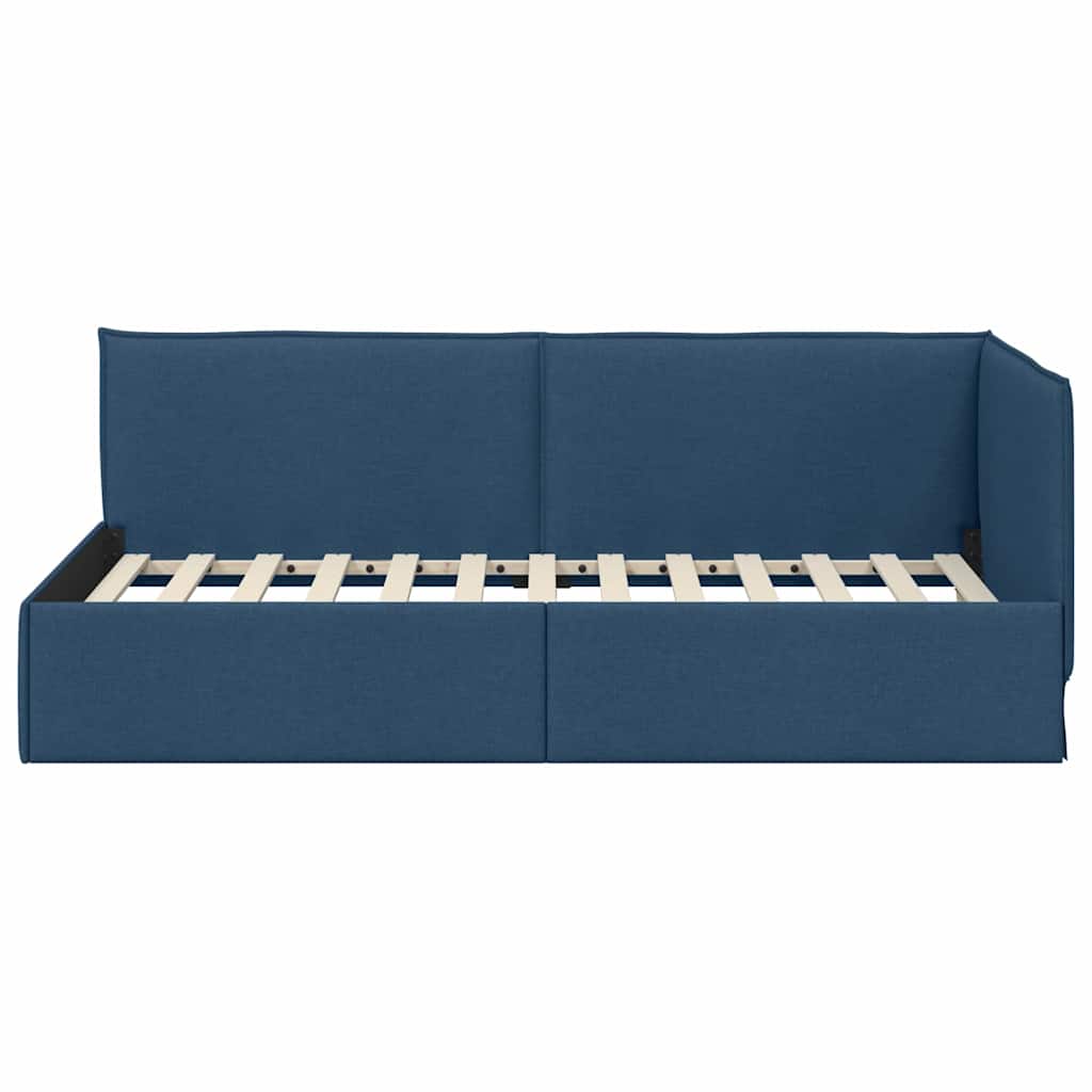 Kutni okvir kreveta s uzglavljem Plava 80 x 200 cm tkanina