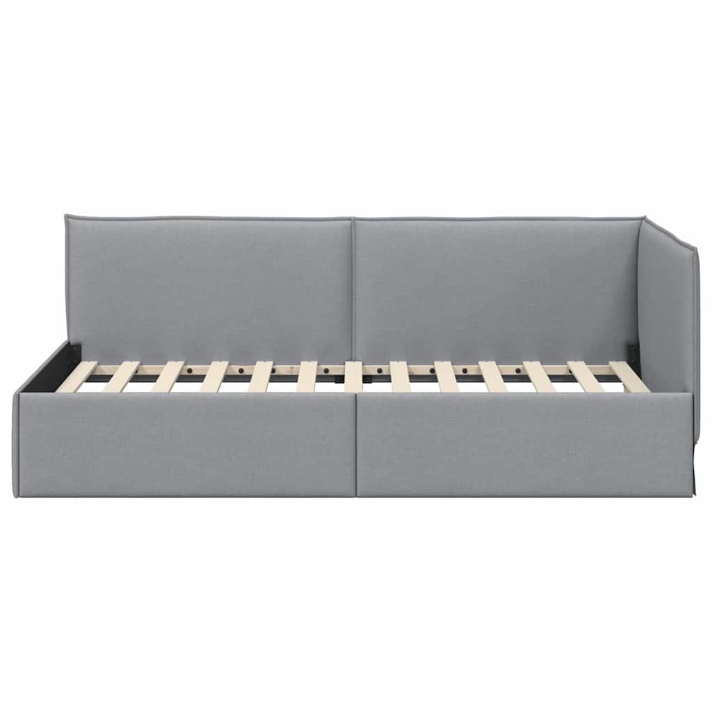 Kutni okvir kreveta Svijetlo siva 90 x 200 cm tkanina
