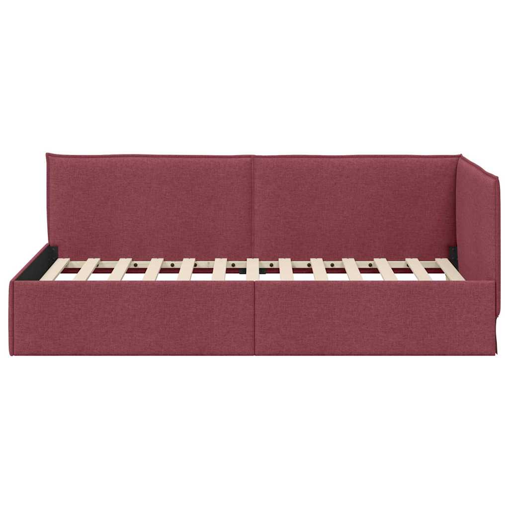 Kutni okvir kreveta Vinska crvena 90 x 200 cm tkanina