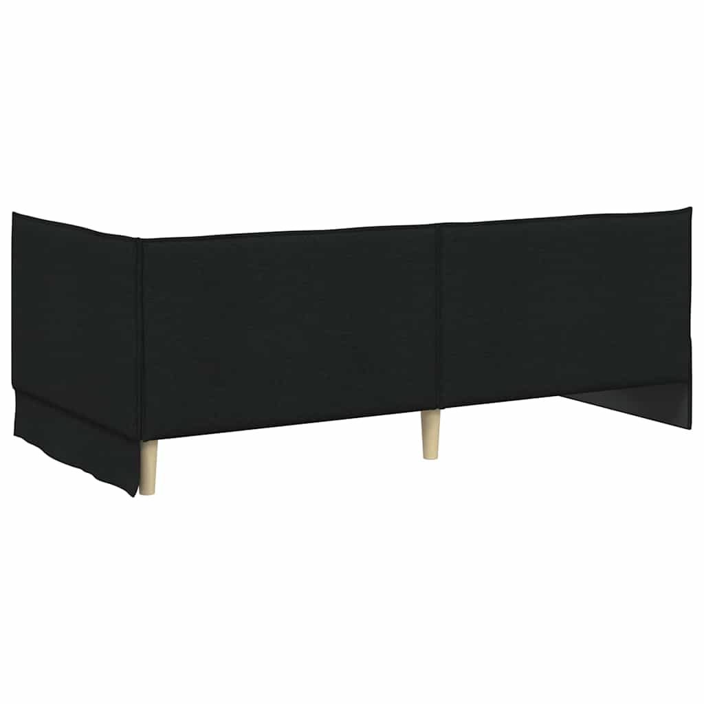 Kutni okvir kreveta s uzglavljem Crna 100 x 200 cm tkanina