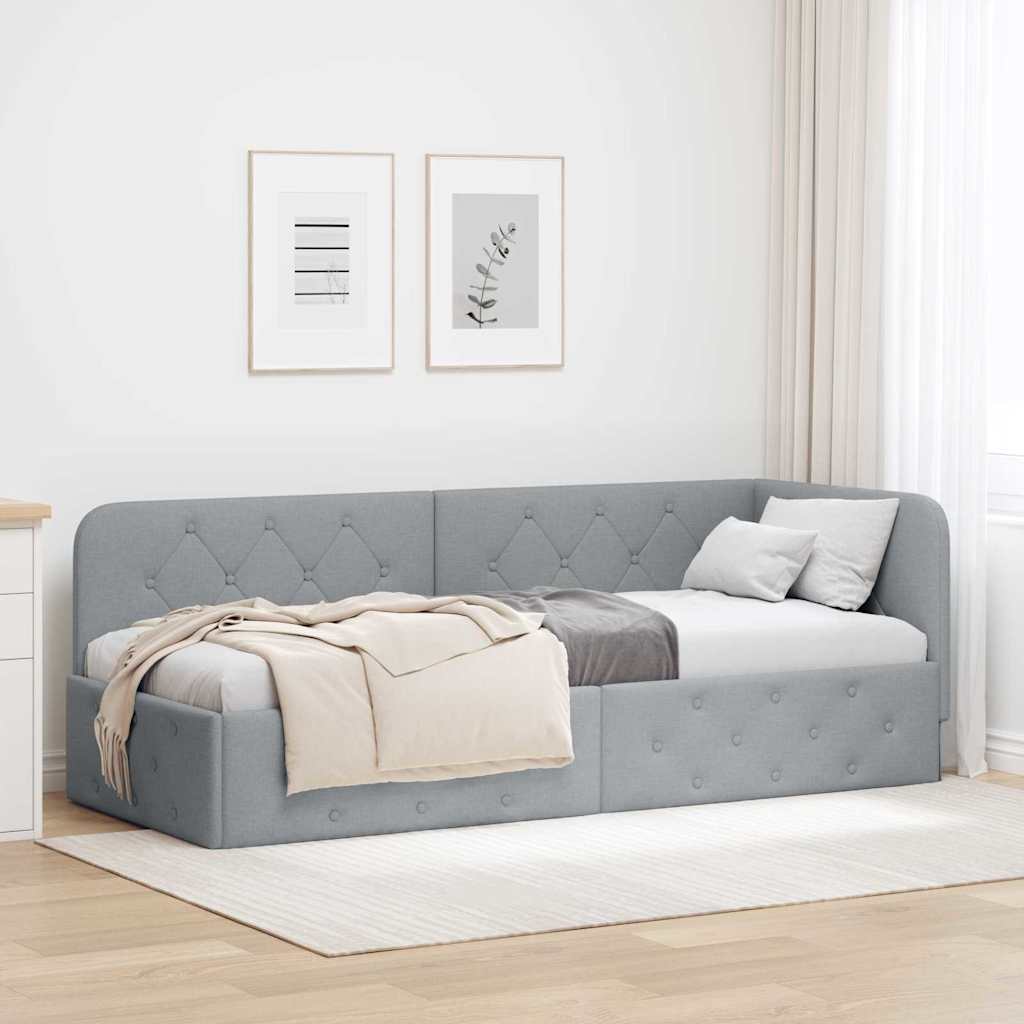Kutni okvir kreveta Svijetlo siva 80 x 200 cm tkanina