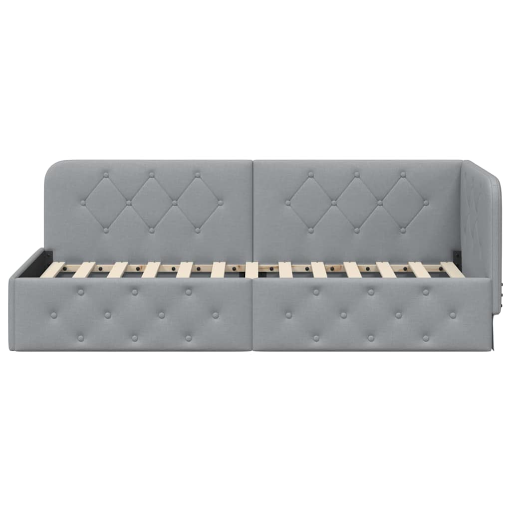 Kutni okvir kreveta Svijetlo siva 80 x 200 cm tkanina