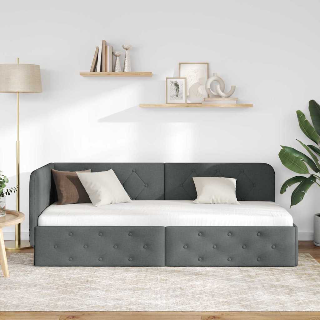 Kutni okvir kreveta Tamno siva 80 x 200 cm tkanina