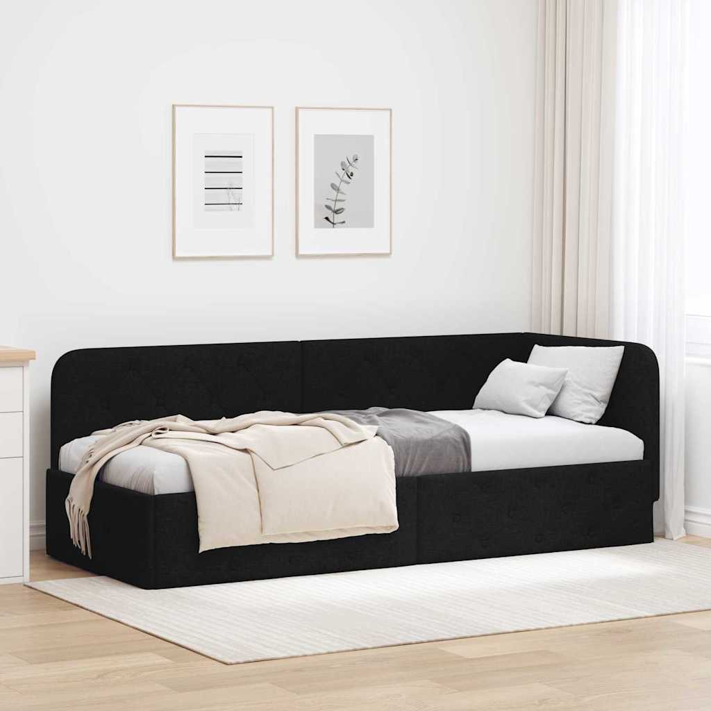 Kutni okvir kreveta Crna 80 x 200 cm tkanina