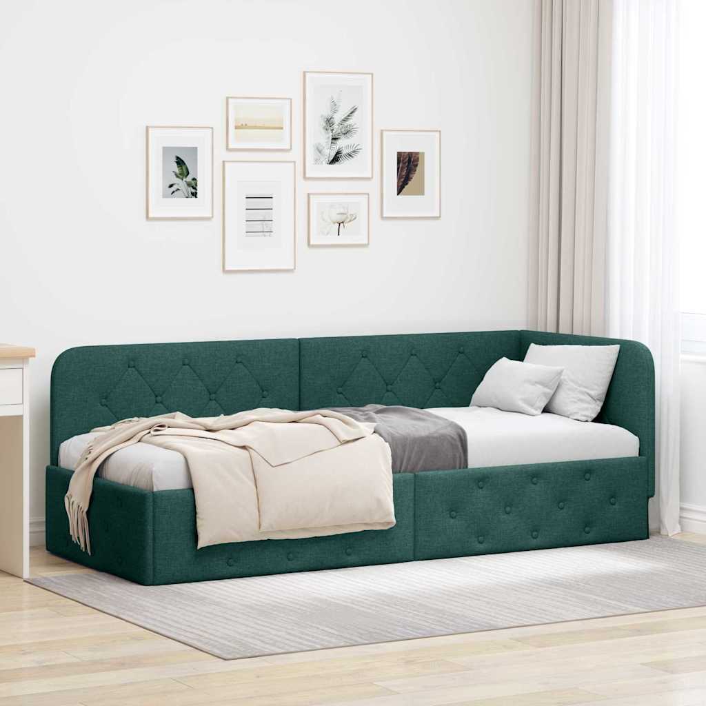 Kutni okvir kreveta Tamnozelena 80 x 200 cm tkanina