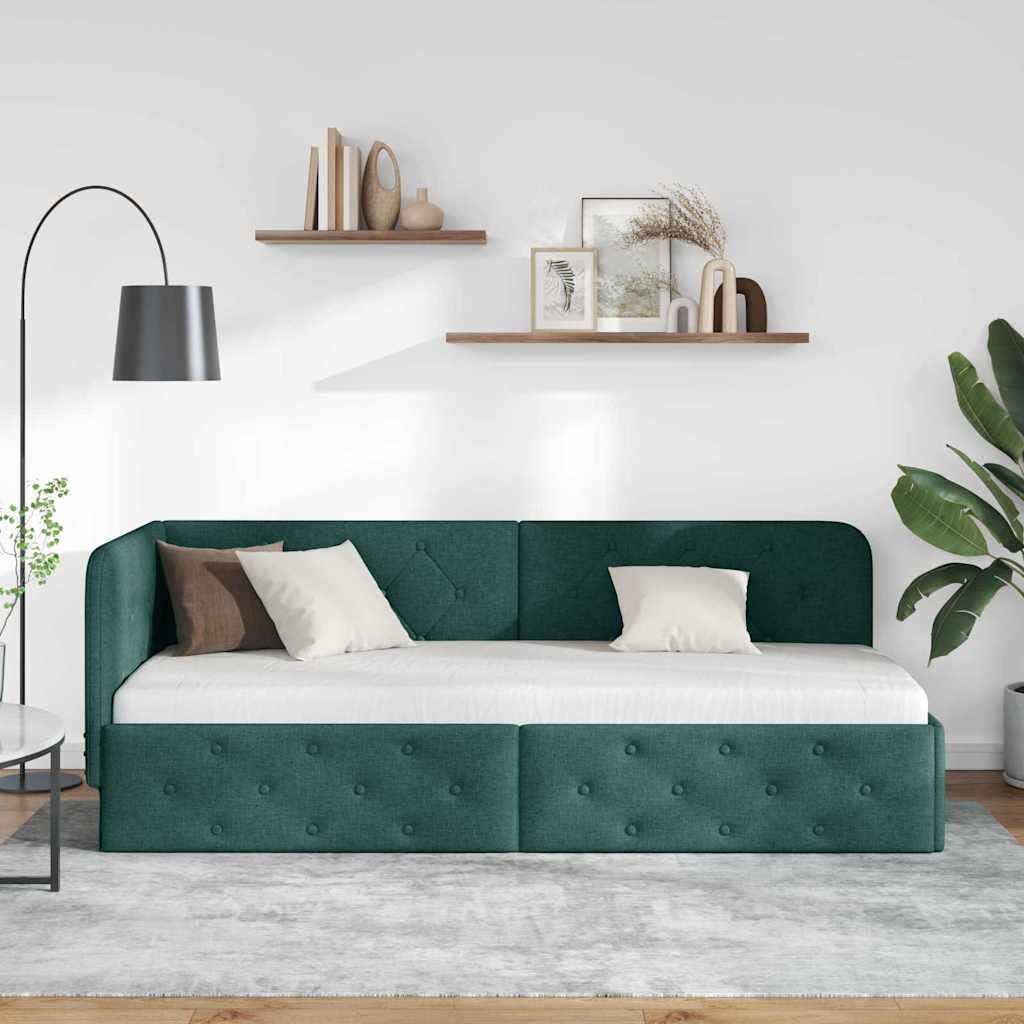 Kutni okvir kreveta Tamnozelena 80 x 200 cm tkanina