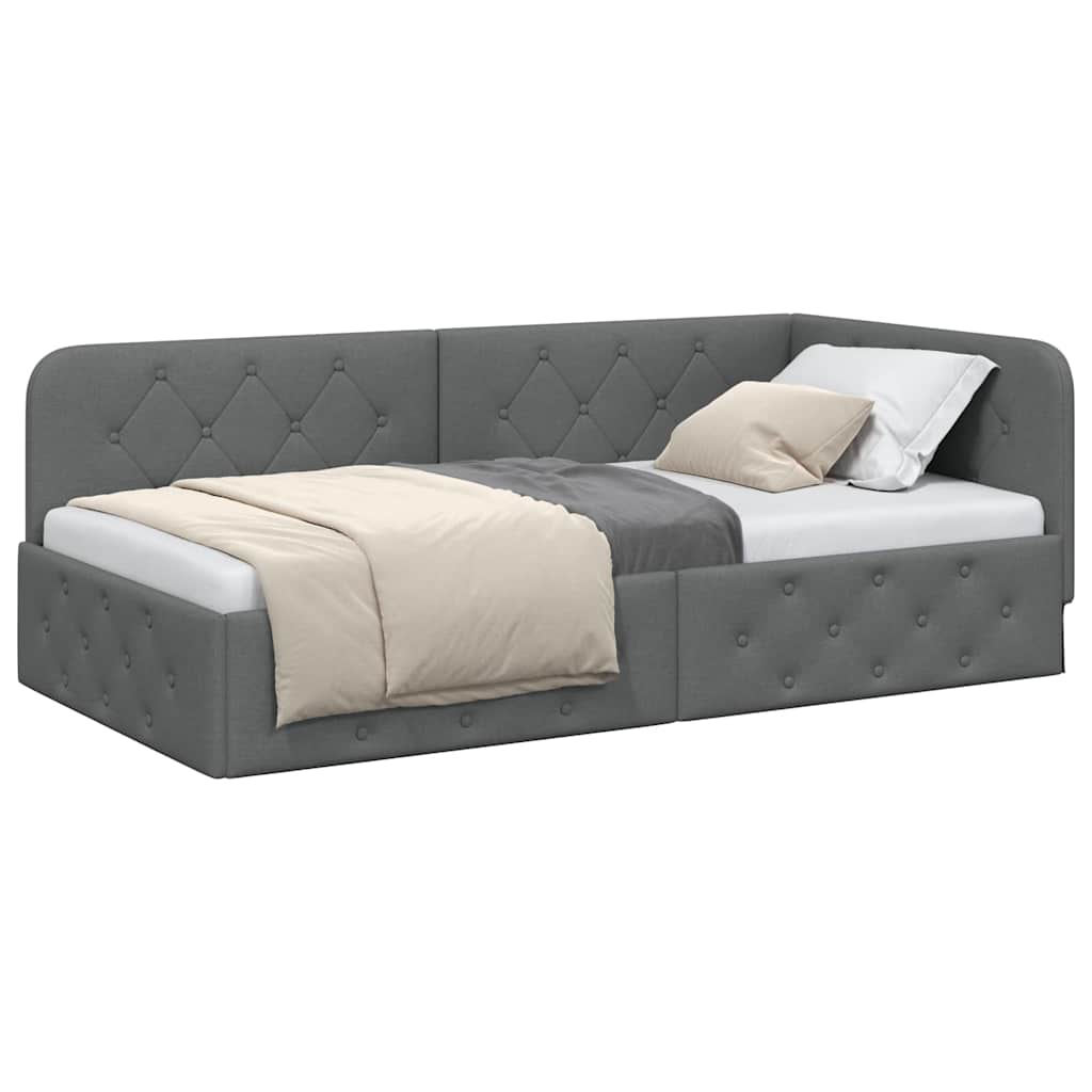 Kutni okvir kreveta Tamno siva 90 x 190 cm tkanina