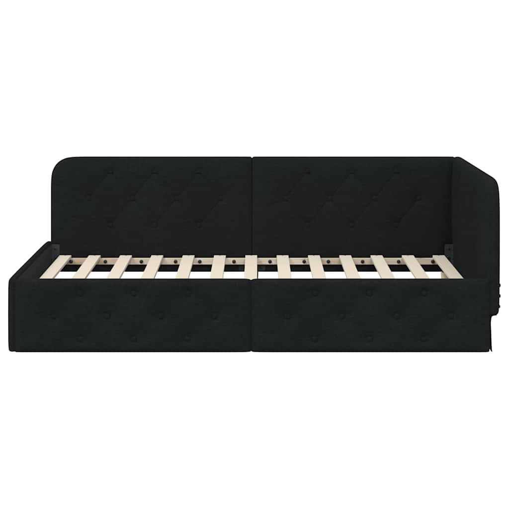 Kutni okvir kreveta Crna 90 x 190 cm tkanina