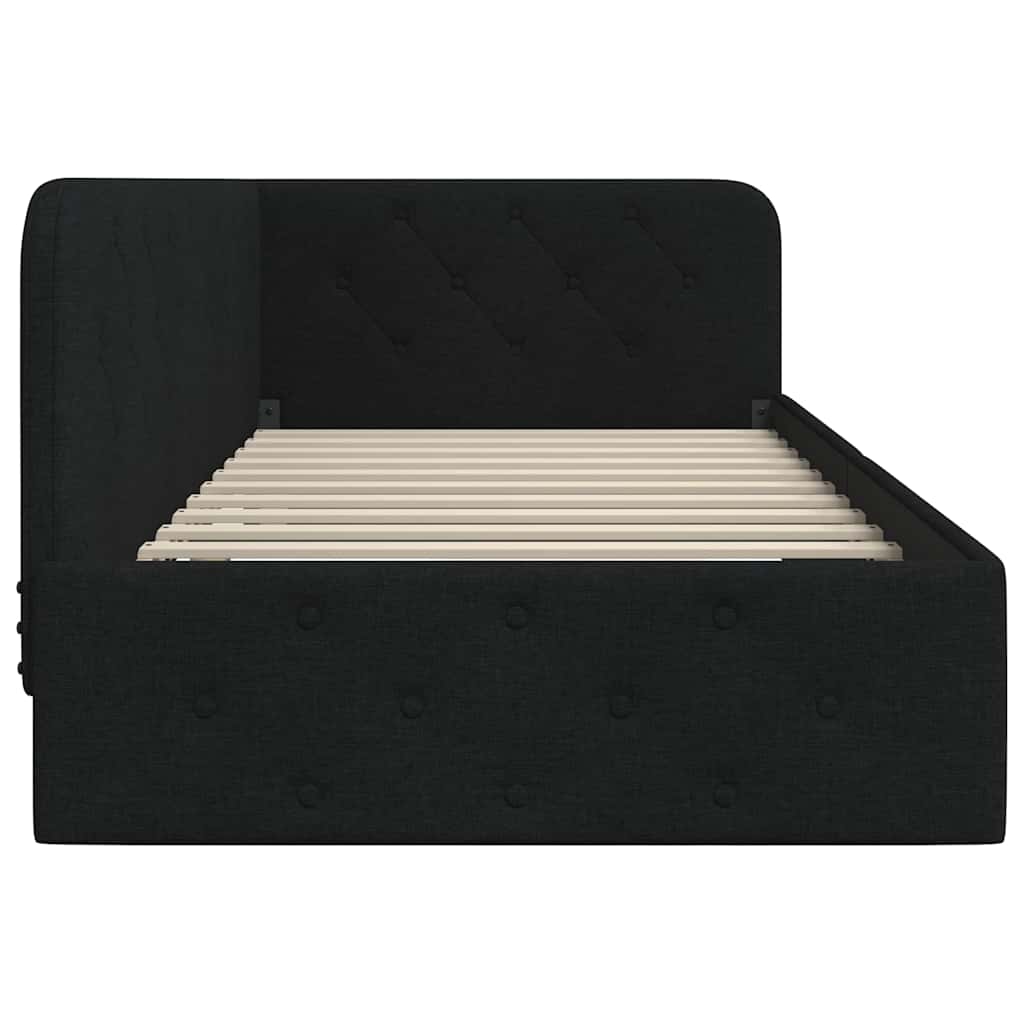 Kutni okvir kreveta Crna 90 x 190 cm tkanina
