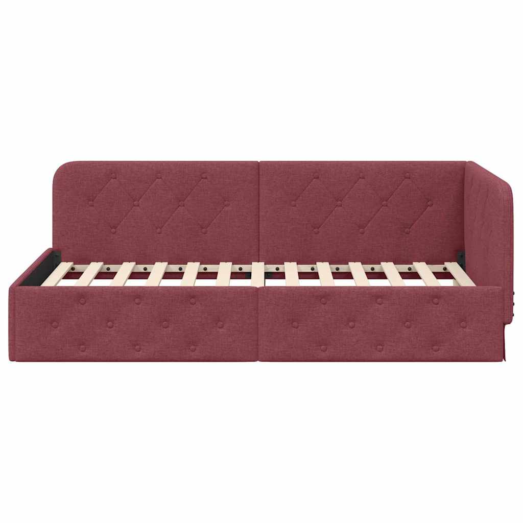 Kutni okvir kreveta Vinska crvena 90 x 200 cm tkanina