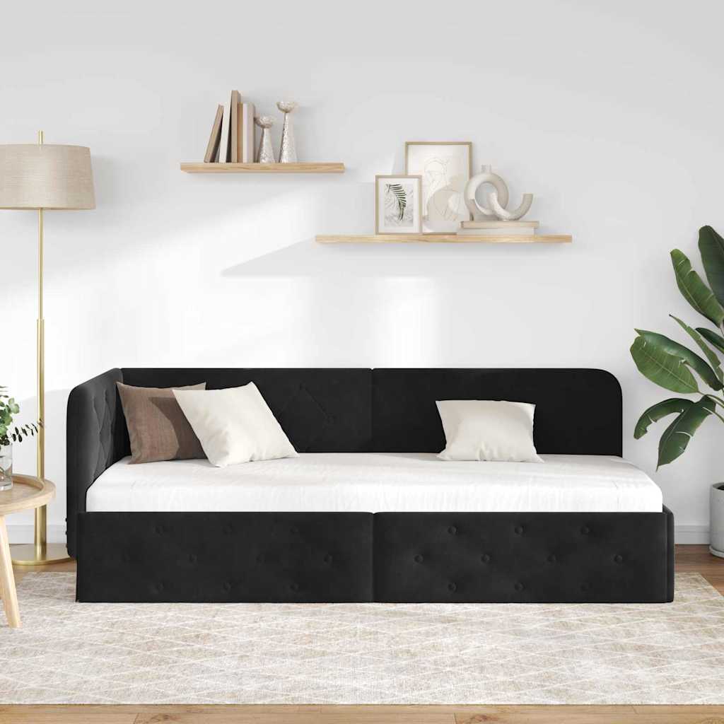 Kutni okvir kreveta Crna 80 x 200 cm Baršun