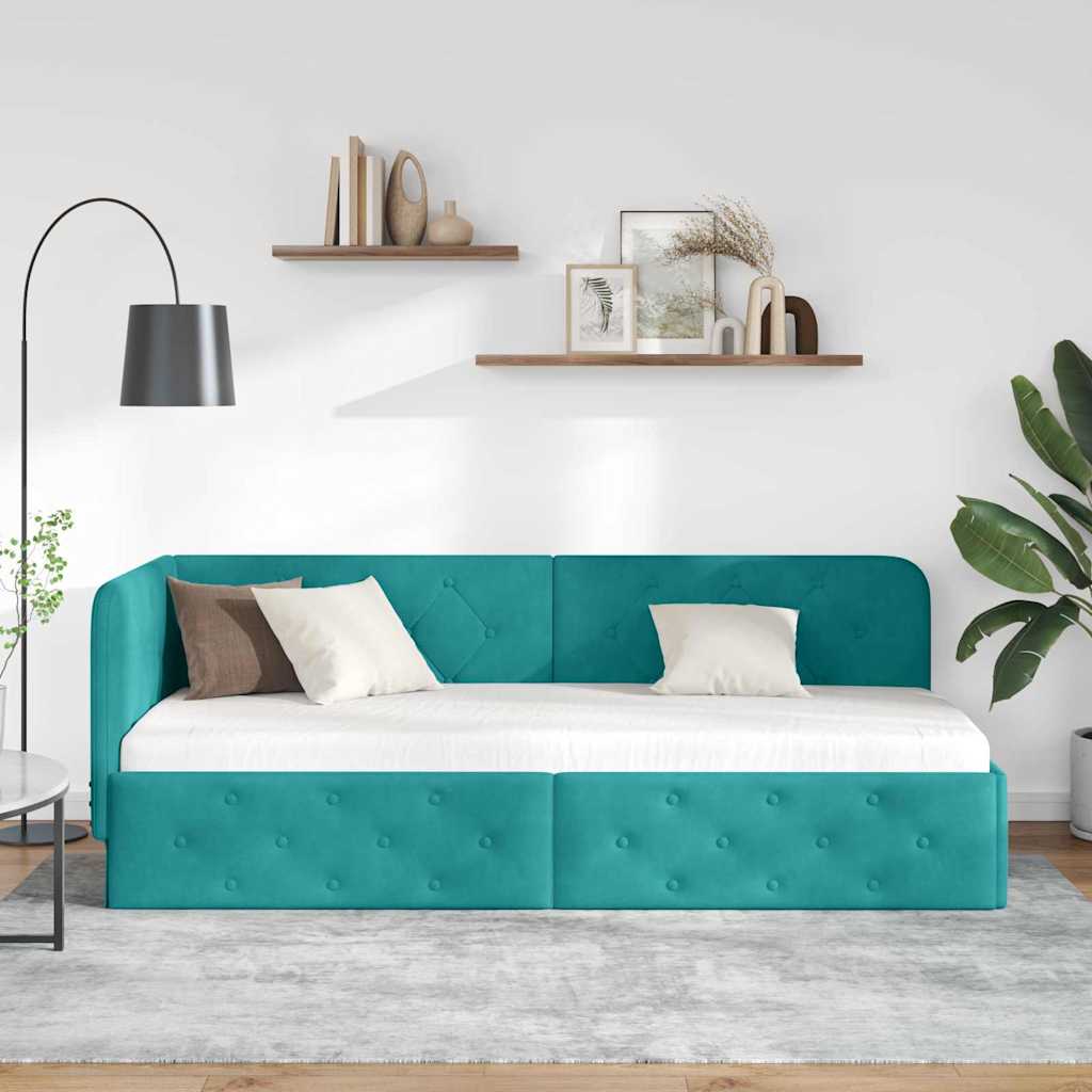 Kutni okvir kreveta Tirkizna 80 x 200 cm Baršun