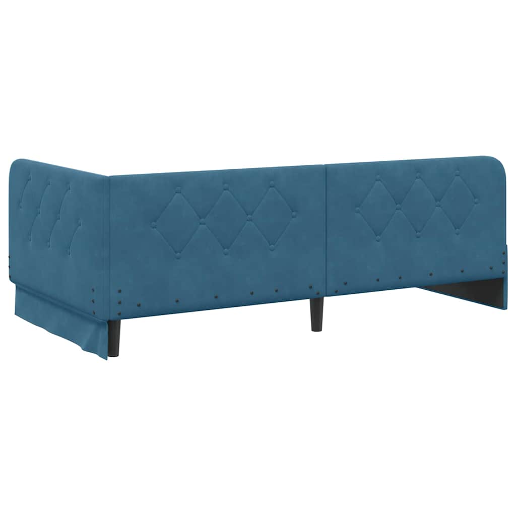 Kutni okvir kreveta Plava 90 x 190 cm Baršun