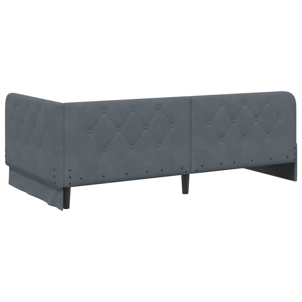 Kutni okvir kreveta Tamno siva 90 x 190 cm Baršun