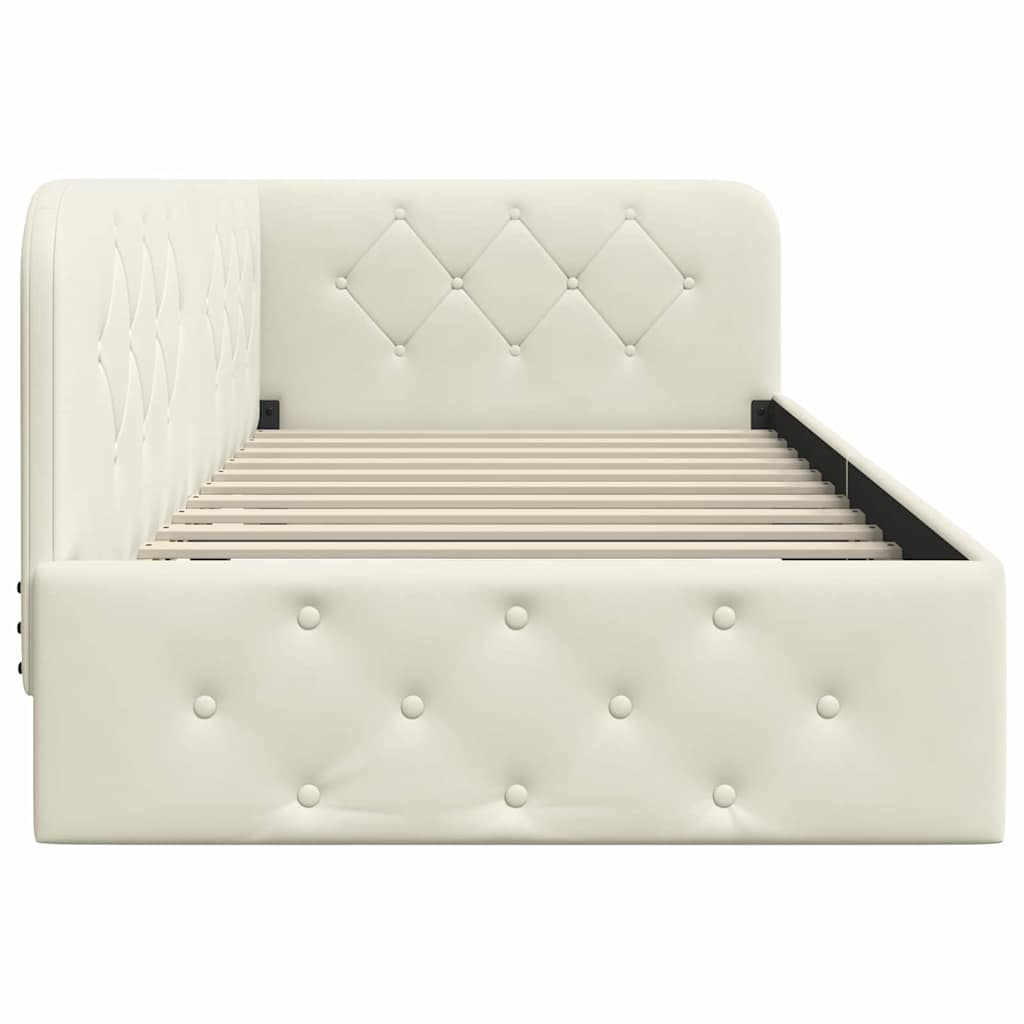 Kutni okvir kreveta Krema 90 x 200 cm Baršun