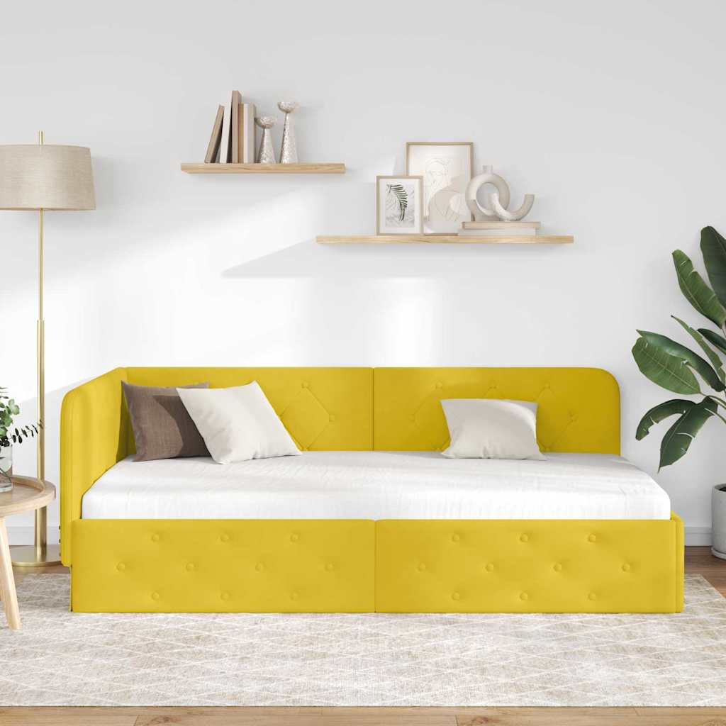 Kutni okvir kreveta Žuta 100 x 200 cm Baršun
