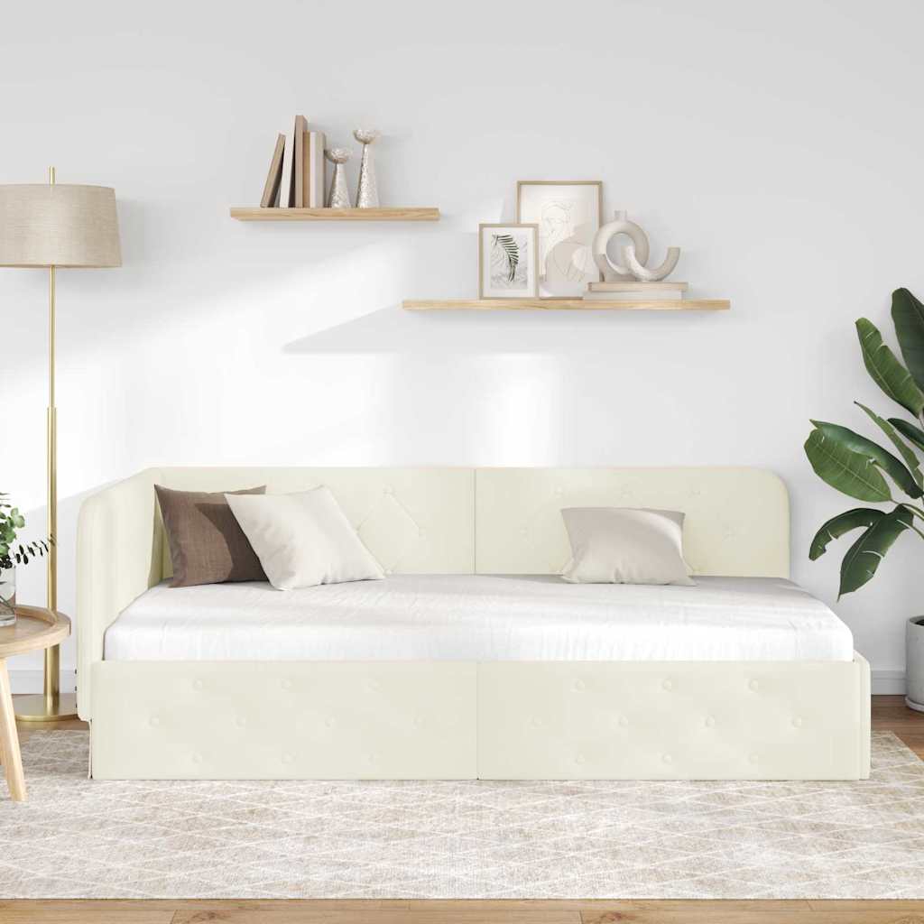 Kutni okvir kreveta Krema 100 x 200 cm Baršun