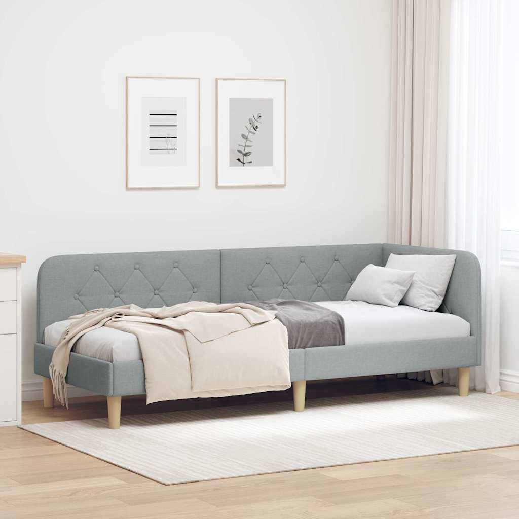 Kutni okvir kreveta Svijetlo siva 80 x 200 cm tkanina