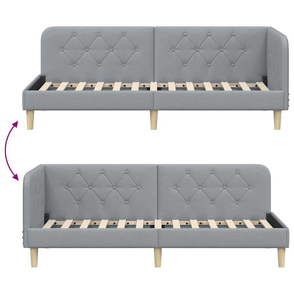 Kutni okvir kreveta Svijetlo siva 80 x 200 cm tkanina