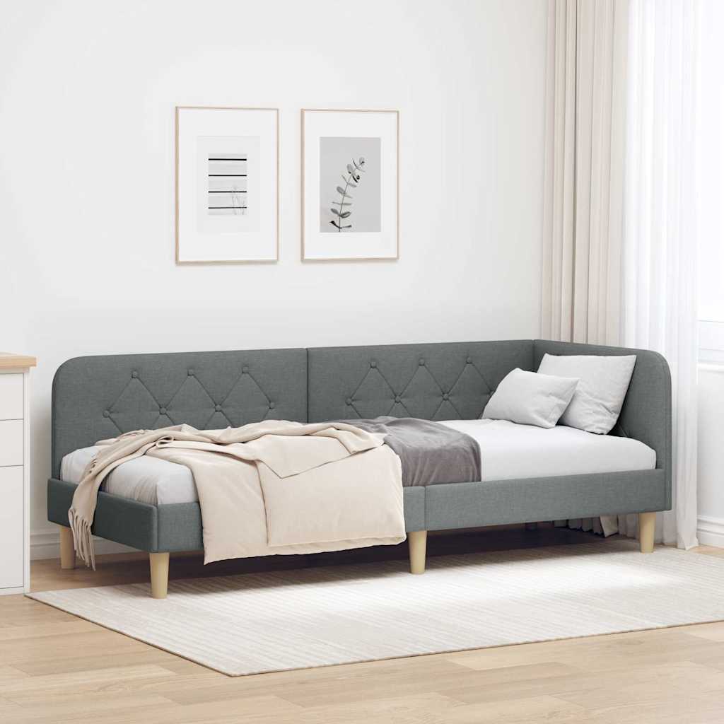 Kutni okvir kreveta Tamno siva 80 x 200 cm tkanina