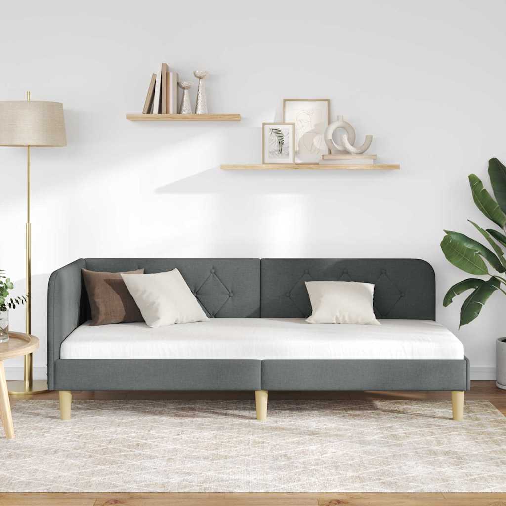 Kutni okvir kreveta Tamno siva 80 x 200 cm tkanina